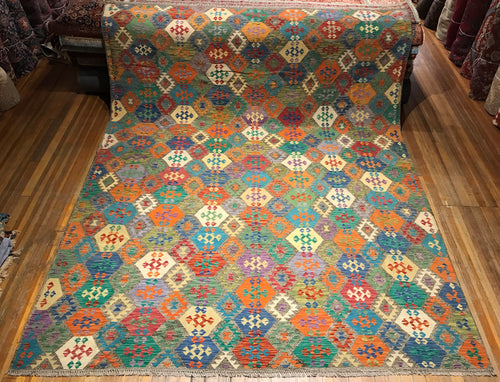 Kalim Natural Dye / Hand Spun Fine Wool Rug. 13’ x 10’.2”