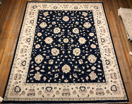 Indigo Blue Natural Dye / Hand Spun Fine Wool Mushad Rug. 10’ X 8’.3”