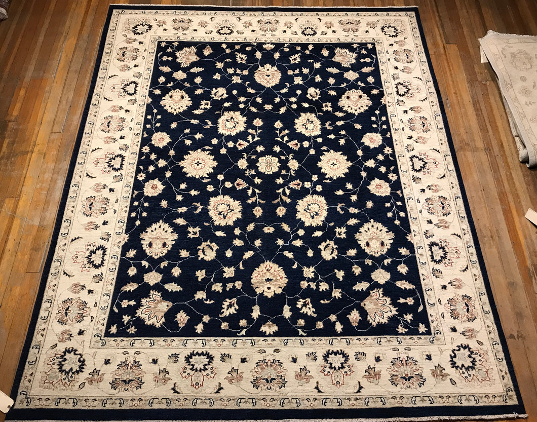 Indigo Blue Natural Dye / Hand Spun Fine Wool Mushad Rug. 10’ X 8’.3”
