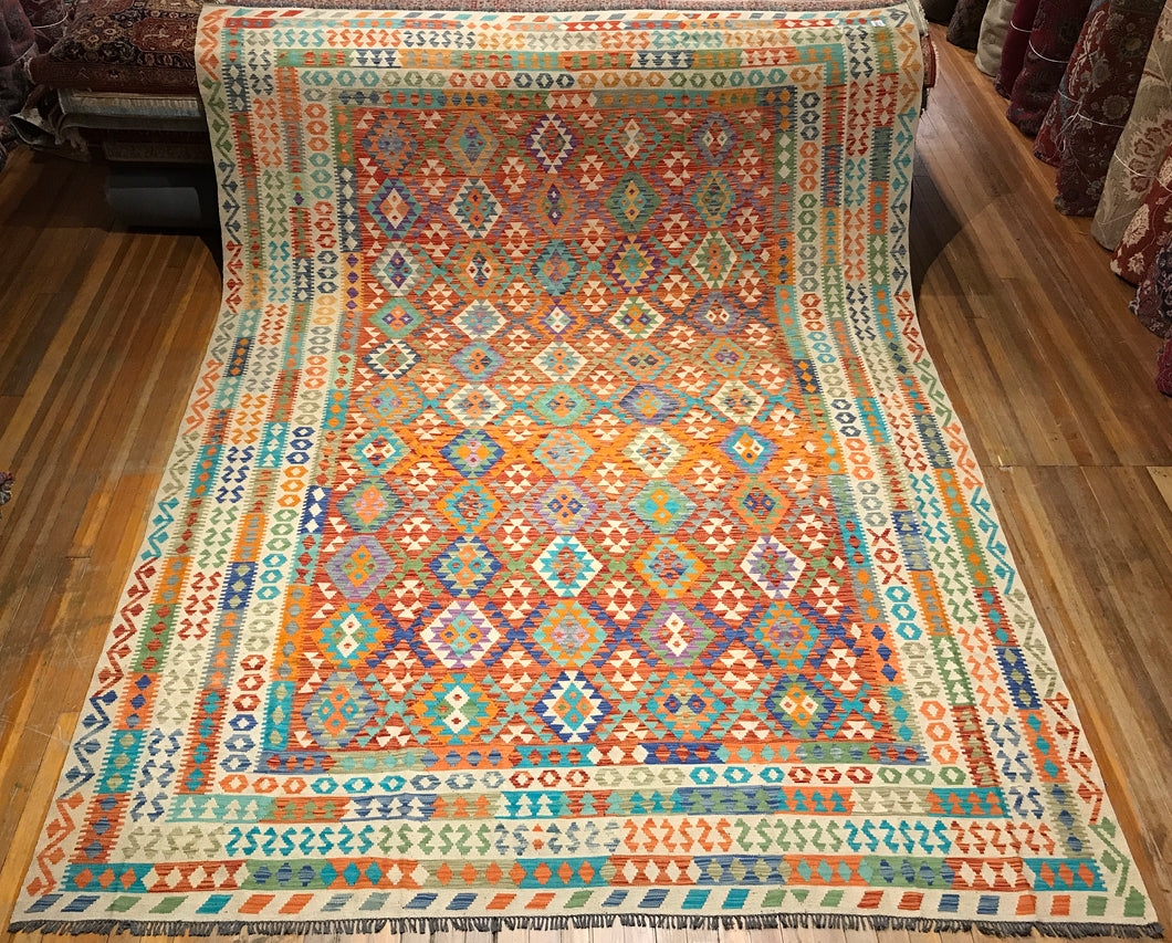 Kalim Natural Dye / Hand Spun Wool Rug. 10’ X 13’.2”