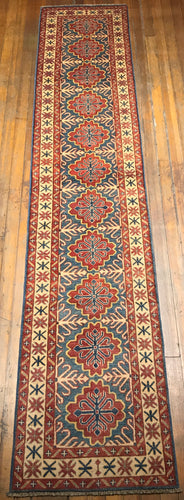 Mogul Natural Dyes / Hand Spun Fine Wool Rug. 12’.5” x 2’.6”