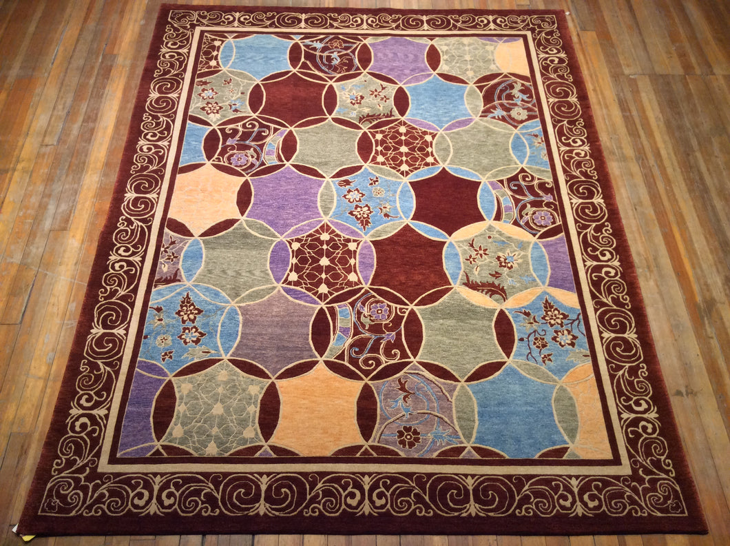 Art Deco Hand Knotted Wool Rug. 9′.9″ x 7′.9″