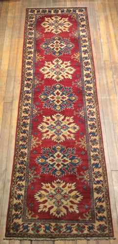 Kazak Natural Dyes / Hand Spun Fine Wool Rug. 9′.7″ x 2′.8″