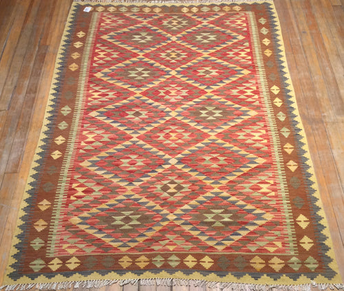 Flat Weave Vegetable Dye Kalim Rug 8′ x 5′.7″