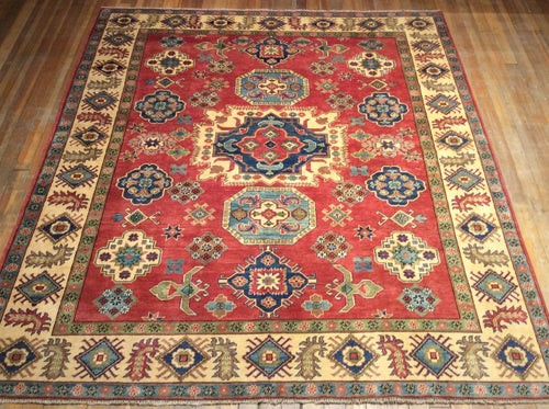 Kazak Natural Dyes / Hand Spun Fine Wool Rug 9′.9″ x 8′
