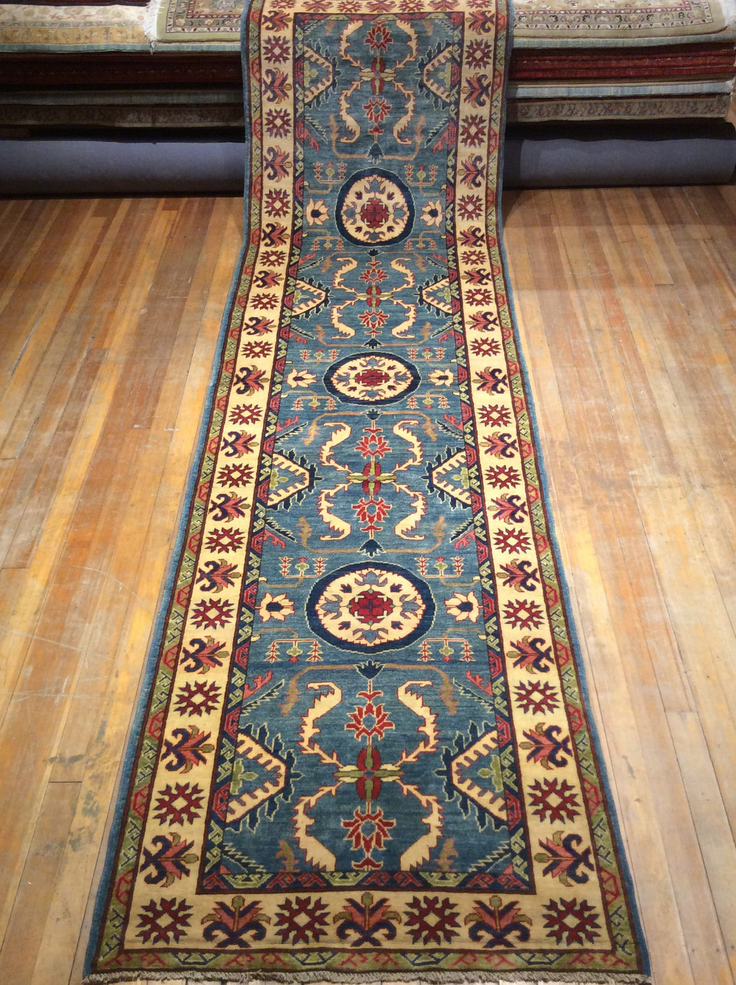 Kholton Natural Dyes / hand Spun Fine Wool Rug 14′.9″ x 4′