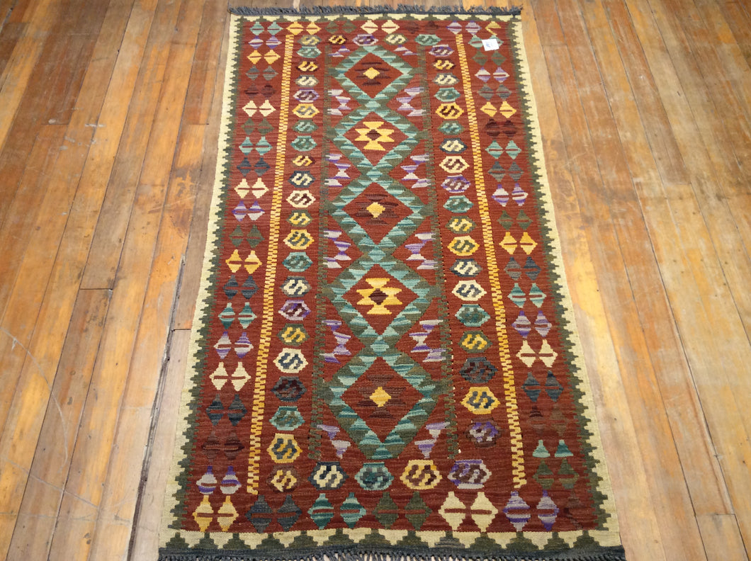 Flat Weave Vegetable Dye Kalim Rug 6′ x 3′.2″