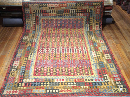 Flat Weave Natural Dye / Hand Spun Wool Kalim Rug 11′.6″ x 8′.3″