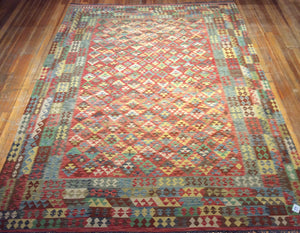 Flat Weave Natural Dye / Hand Spun Wool Kalim Rug 11′.7″ x 8′.3″