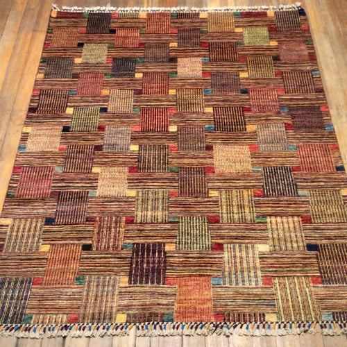 Arts and Crafts Natural Dye / Hand Spun Fine Wool Rug. 6′.4″ x 4’10”