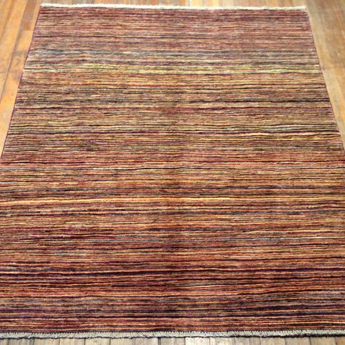 Art Deco Natural Dye / Hand Spun Wool Rainbow Rug. 6′.3″ x 4′.10″