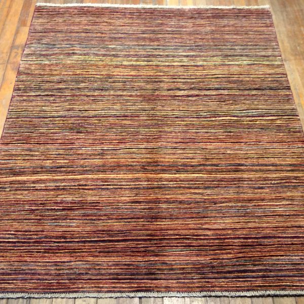 Art Deco Natural Dye / Hand Spun Wool Rainbow Rug. 6′.3″ x 4′.10″