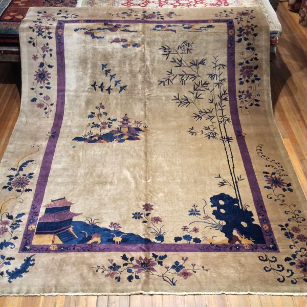 Antique Chinese Art Deco Rug. 13′.6″ x 10′
